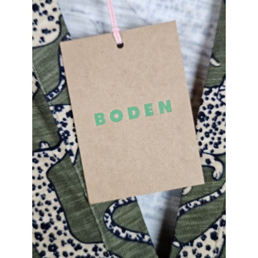Boden Naomi Relaxed Jersey Knit Dress Leopard Olive Green 16-18 Animal Print NEW - Picture 8 of 11